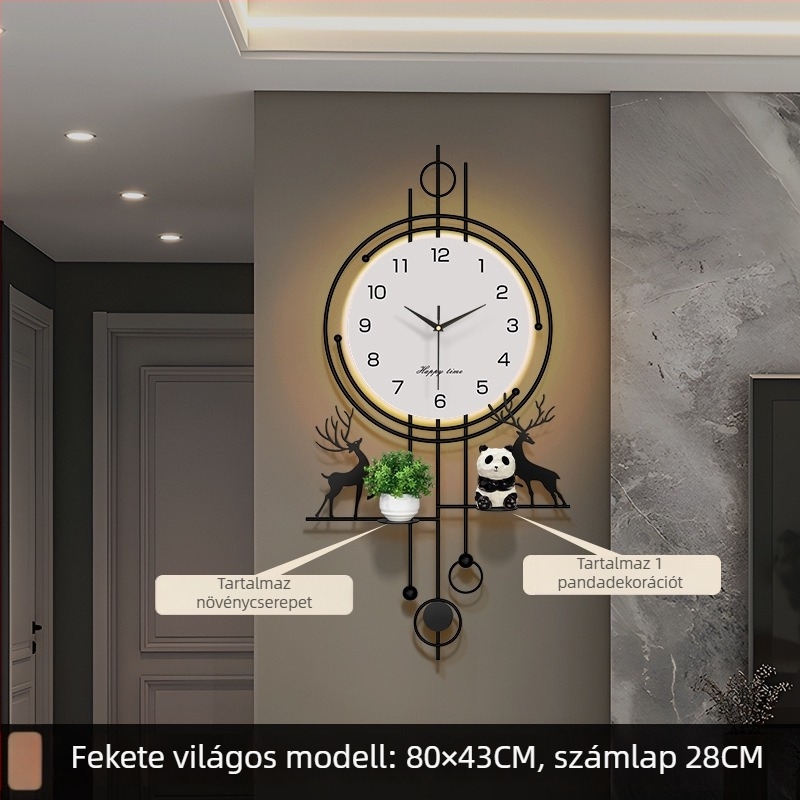 Nappali falióra Seiko mozgással, elemmel működik, csendes járás, analóg kijelző számokkal, vas keret.