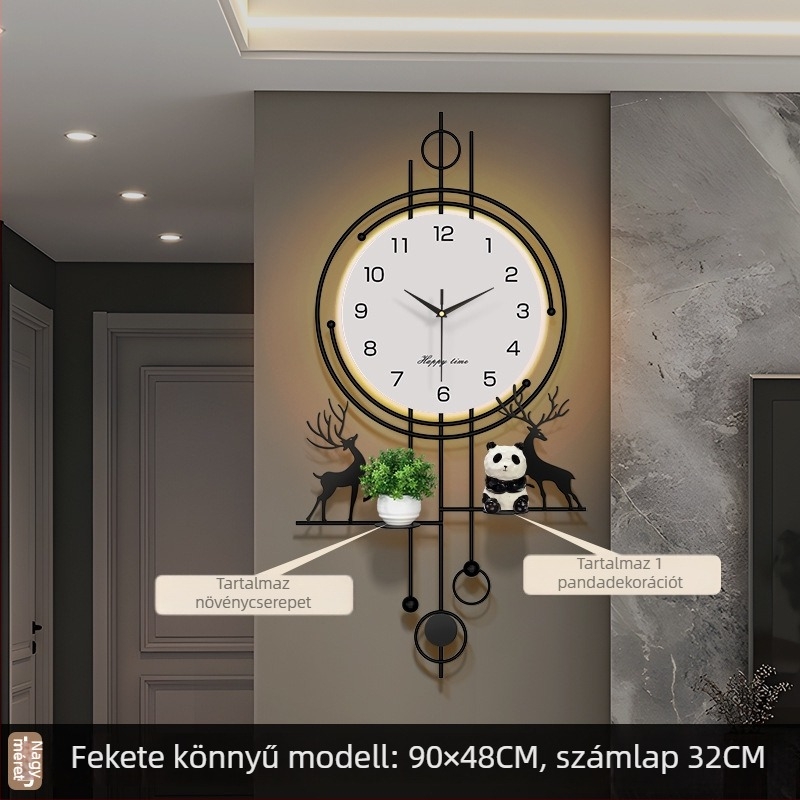 Nappali falióra Seiko mozgással, elemmel működik, csendes járás, analóg kijelző számokkal, vas keret.