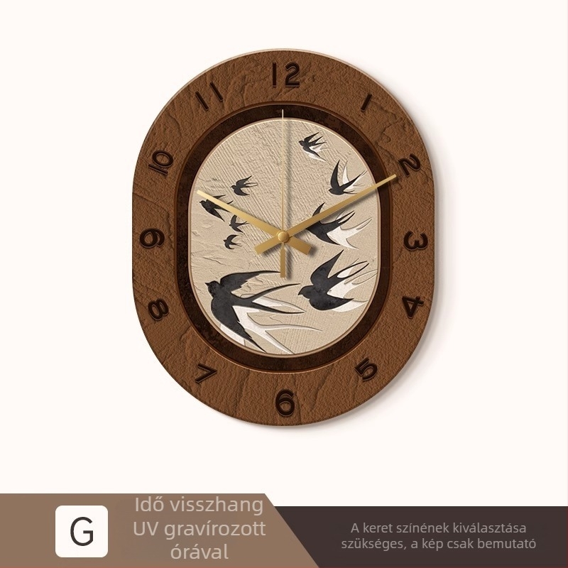 Maillard antik stílusú falióra fa ovális tokkal, mechanikus mozgás (Sun Movement), számlap organikus üvegből