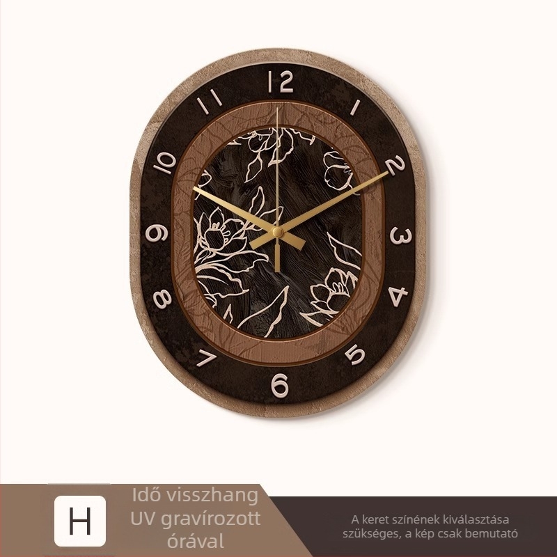 Maillard antik stílusú falióra fa ovális tokkal, mechanikus mozgás (Sun Movement), számlap organikus üvegből