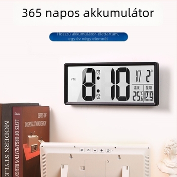 Asztali óra LED kijelzővel, csendes működés, Snooze funkció és éjszakai fény; akkumulátorról működik