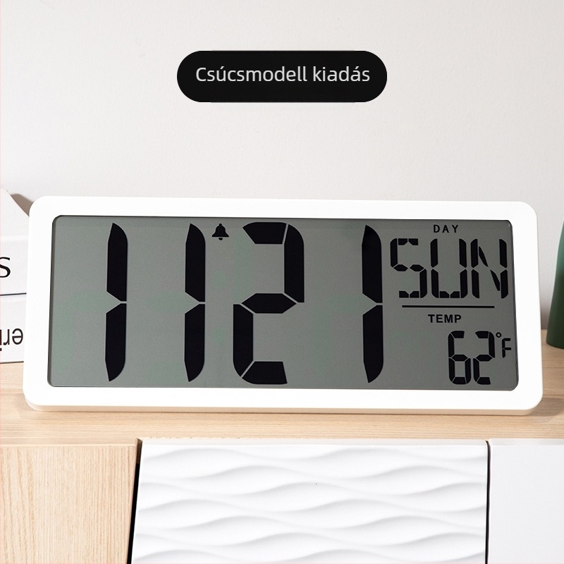 Asztali óra LED kijelzővel, csendes működés, Snooze funkció és éjszakai fény; akkumulátorról működik