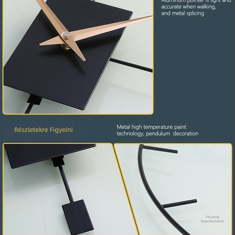 Nappali szobára való falióra, analóg mutatóval, Sun movement mechanizmus, elemmel működő, fém ház, fém számlap