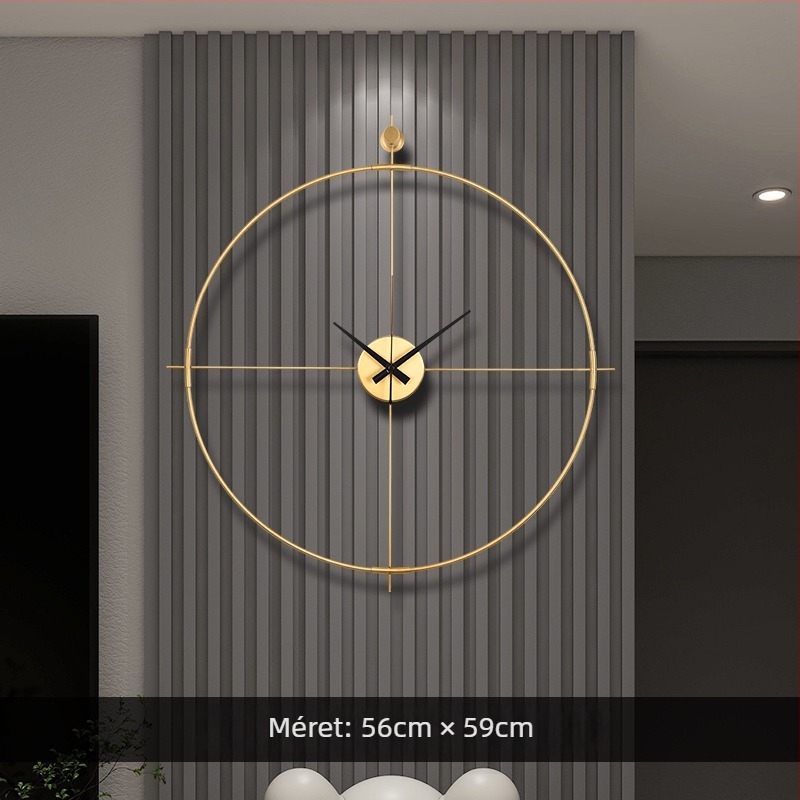 Nappali szobára való falióra, analóg mutatóval, Sun movement mechanizmus, elemmel működő, fém ház, fém számlap