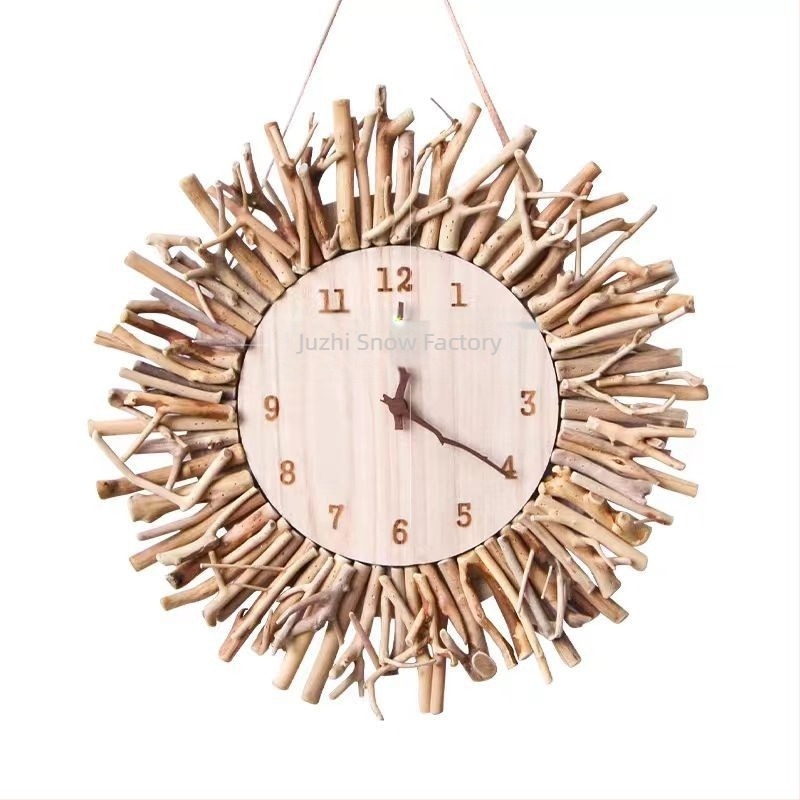 Fali óra, skandináv stílus, kerek fa számlappal, elemes működés, egyoldalas kvarc mechanizmus sima másodpercmutatóval