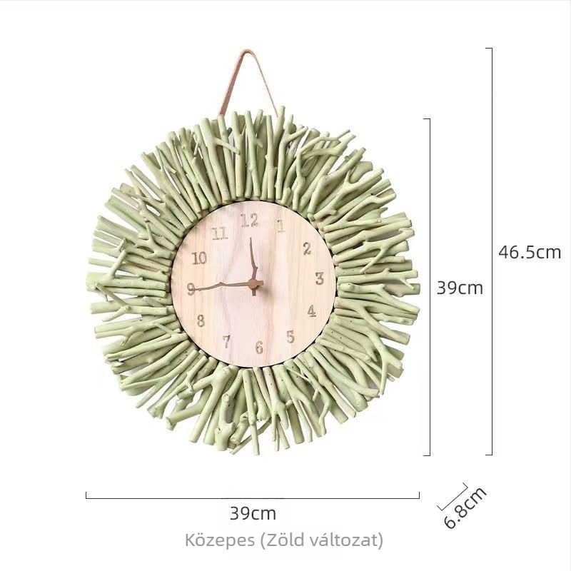 Fali óra, skandináv stílus, kerek fa számlappal, elemes működés, egyoldalas kvarc mechanizmus sima másodpercmutatóval