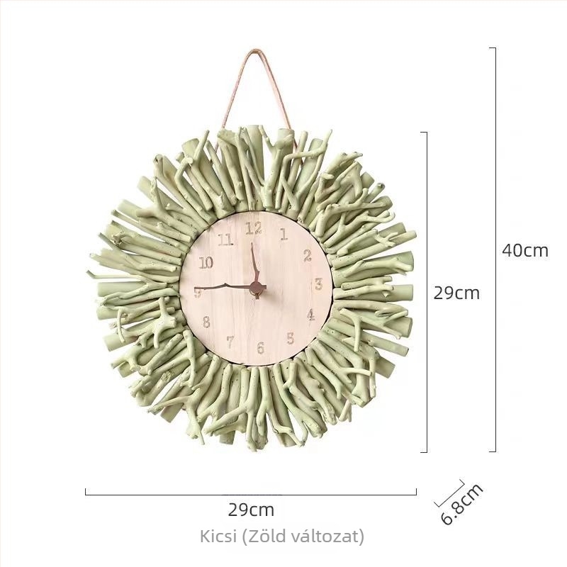 Fali óra, skandináv stílus, kerek fa számlappal, elemes működés, egyoldalas kvarc mechanizmus sima másodpercmutatóval