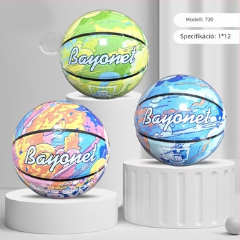 Bayonet kosárlabda labda, kopásálló, nedvességelnyelő műbőr, No.7/No.5, alkalmas lábfejes röplabdára, logónyomtatás elérhető