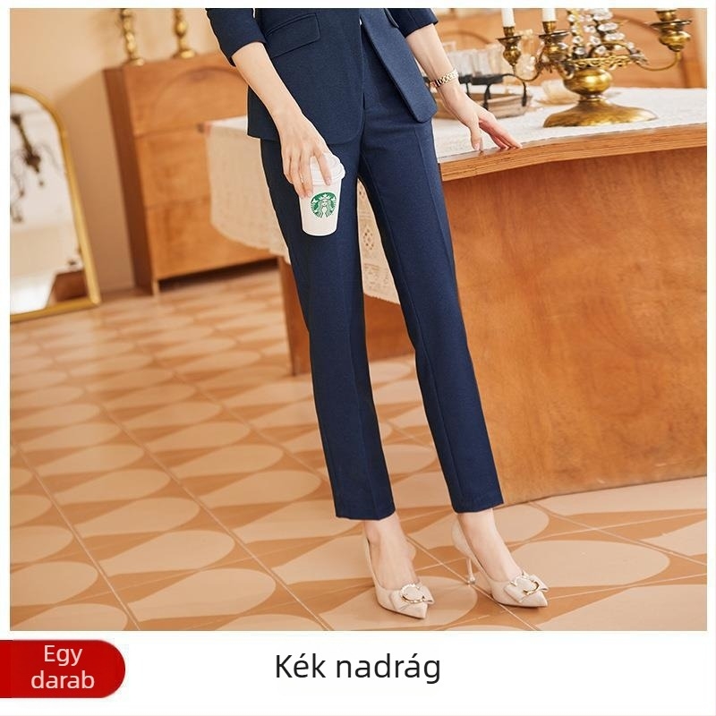 Stewardess egyenruha — munka ruházat, hosszú ujjú, egyszínű minta, poliészter/viskóza keverék, összevarrt kolázs dizájn, 2022 ősz