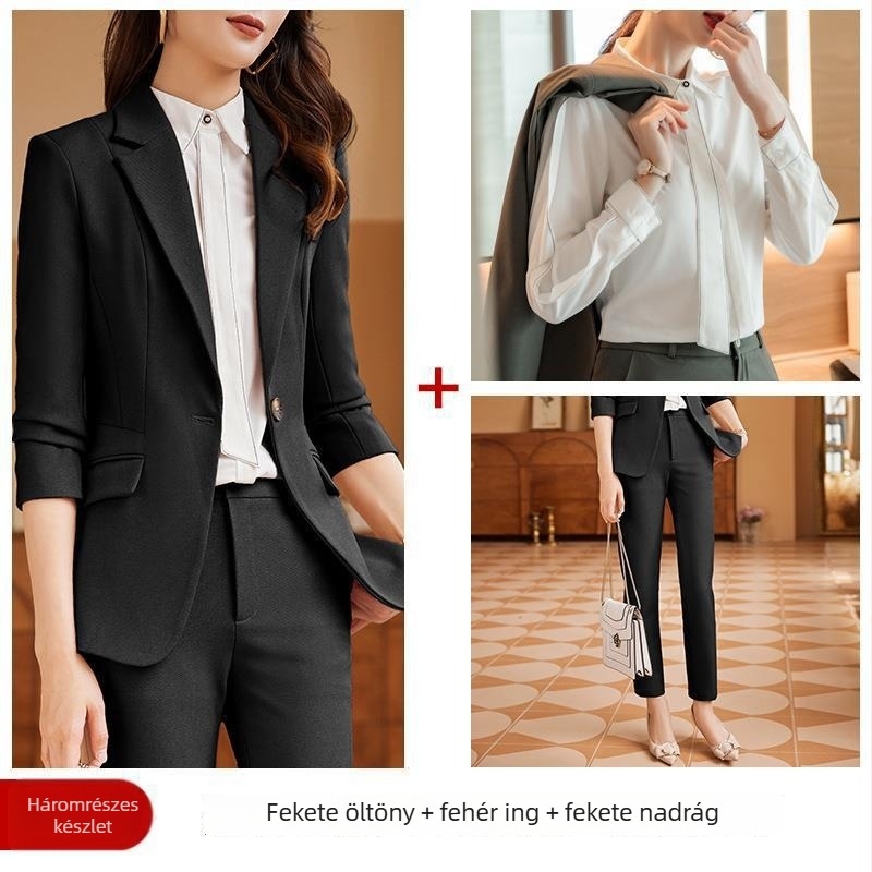 Stewardess egyenruha — munka ruházat, hosszú ujjú, egyszínű minta, poliészter/viskóza keverék, összevarrt kolázs dizájn, 2022 ősz