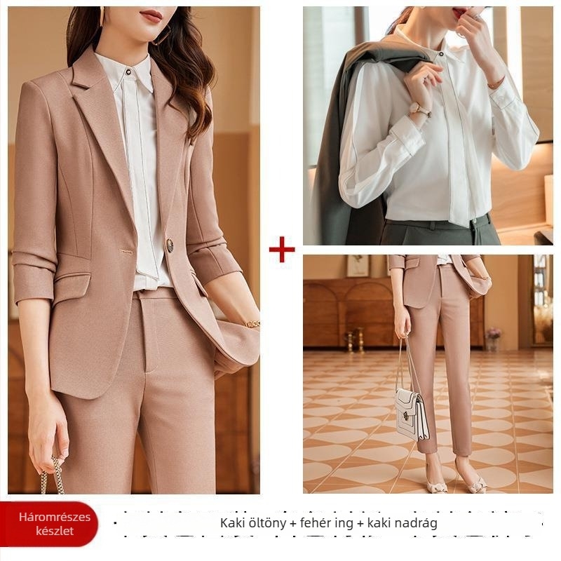 Stewardess egyenruha — munka ruházat, hosszú ujjú, egyszínű minta, poliészter/viskóza keverék, összevarrt kolázs dizájn, 2022 ősz