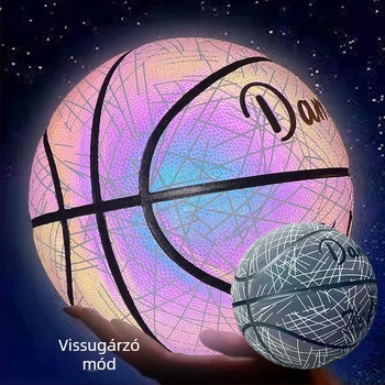 Reflektív fényű kosárlabda éjszakai világítással, fluoreszcens bevonattal, kopásálló, csúszásmentes, puha bőr felületű, felnőttek és tinédzserek számára