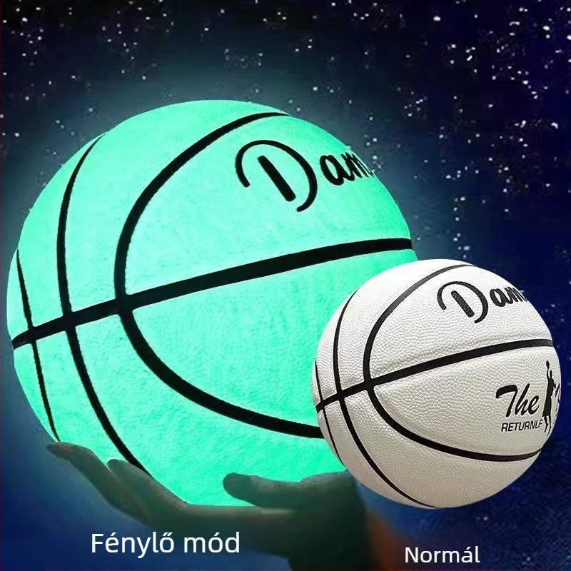 Reflektív fényű kosárlabda éjszakai világítással, fluoreszcens bevonattal, kopásálló, csúszásmentes, puha bőr felületű, felnőttek és tinédzserek számára