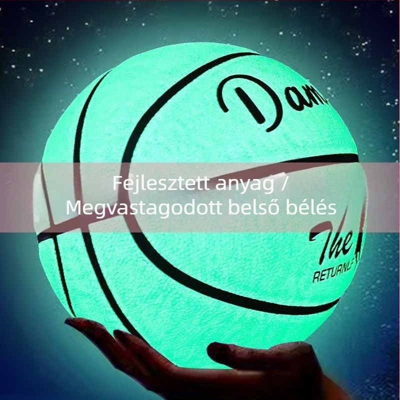 Reflektív fényű kosárlabda éjszakai világítással, fluoreszcens bevonattal, kopásálló, csúszásmentes, puha bőr felületű, felnőttek és tinédzserek számára