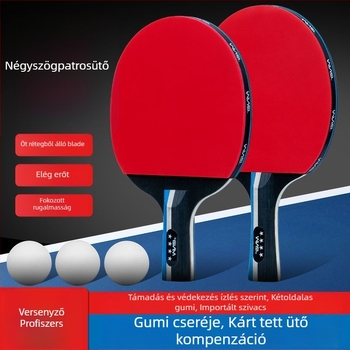 Asztaliteniszütő, kettős oldalú kezdők és gyerekek számára, magas rugalmasság; Basswood test; Long-glue gumi; ütés típusa Direct shot; alkalmas tollaslabdára és teniszre