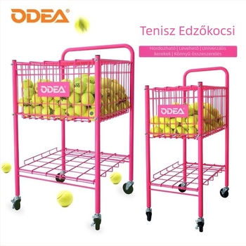Odea Teniszlabda Kosár – Hordozható Fém Állvány, Gumi Anyag, Görgőkkel, Labdagyűjtő