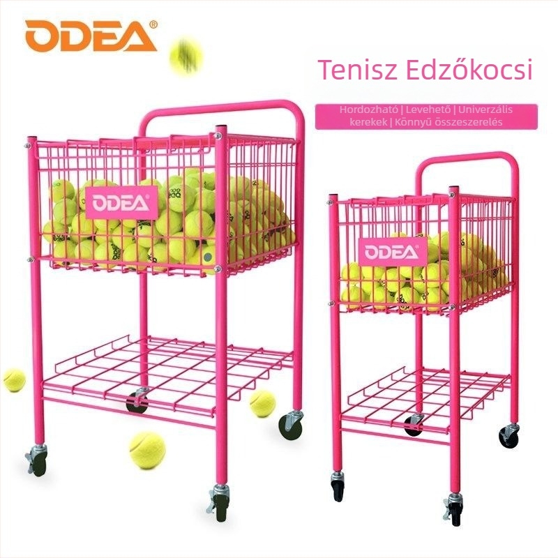Odea Teniszlabda Kosár – Hordozható Fém Állvány, Gumi Anyag, Görgőkkel, Labdagyűjtő