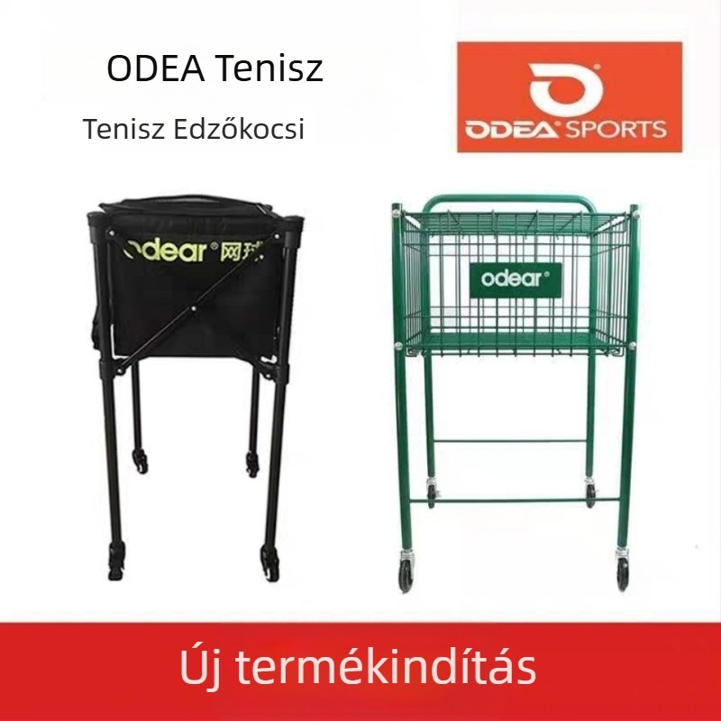 Odea Teniszlabda Kosár – Hordozható Fém Állvány, Gumi Anyag, Görgőkkel, Labdagyűjtő