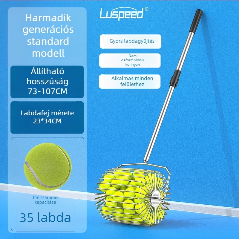 Könnyű teleszkópos teniszlabda-gyűjtő görgővel