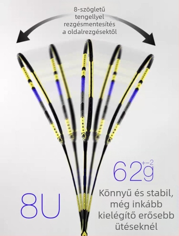 Egy darab karbon szálas tollaslabdaütő, 675 mm hosszú, G5 markolat, közvetlen ütés, kemény nyél, amatőröknek