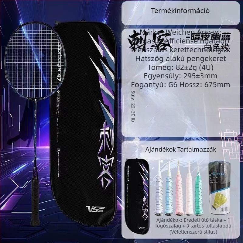 Weichen Assassin tollasütő, teljes szénkeret, ultrakönnyű modell, támadó jellegű, súly 95–100 g, fogantyú vastagsága G5