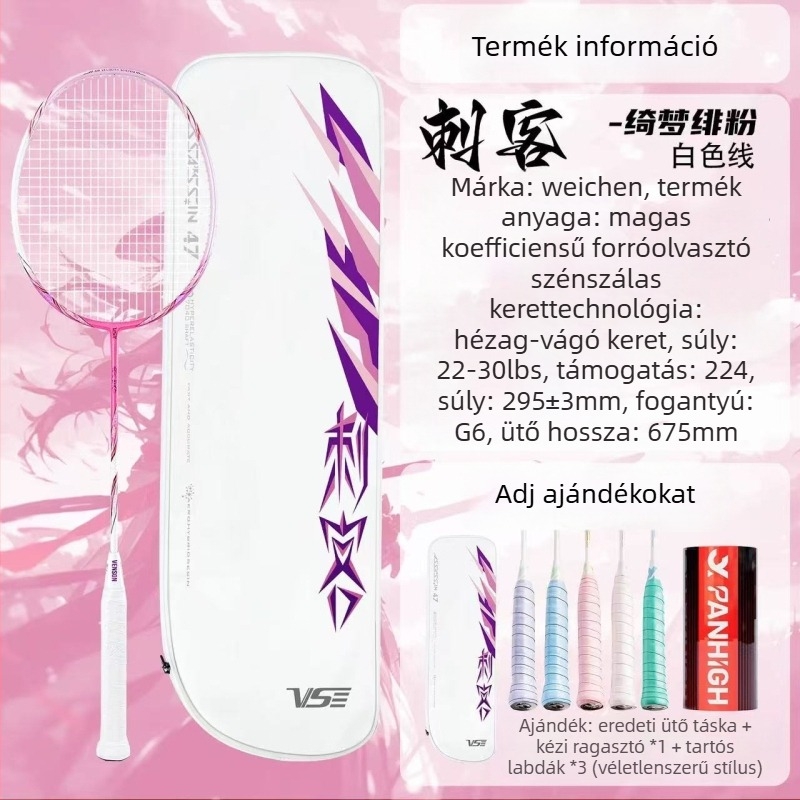 Weichen Assassin tollasütő, teljes szénkeret, ultrakönnyű modell, támadó jellegű, súly 95–100 g, fogantyú vastagsága G5