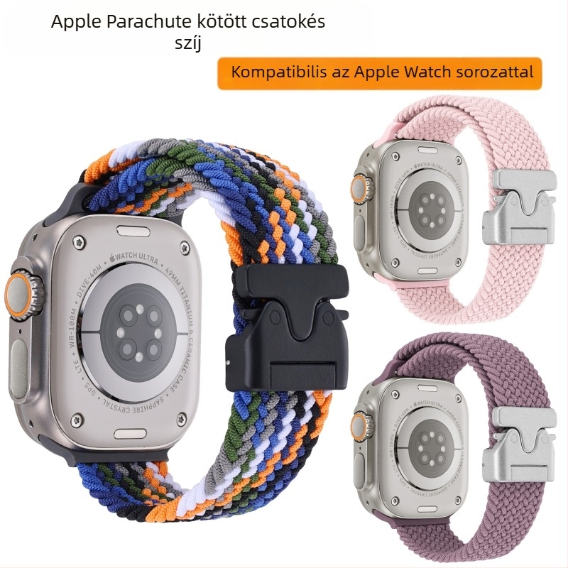 Nylon fonott óraszíj ejtőcsattal az Apple Watch Ultra 2-höz (Sport stílus, 22 g, kompatibil az Apple Watch Ultra 2-vel)