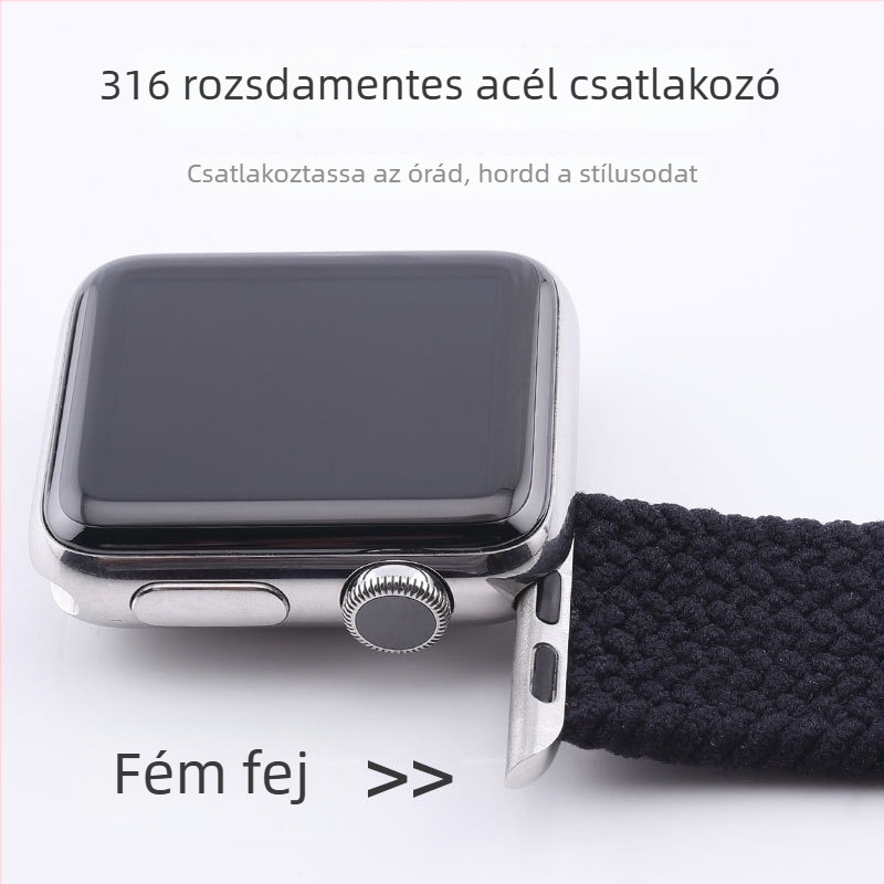 Nylon fonott egyhurokú szíj az Apple Watch Series 8/7/6-hoz, divatos kialakítás