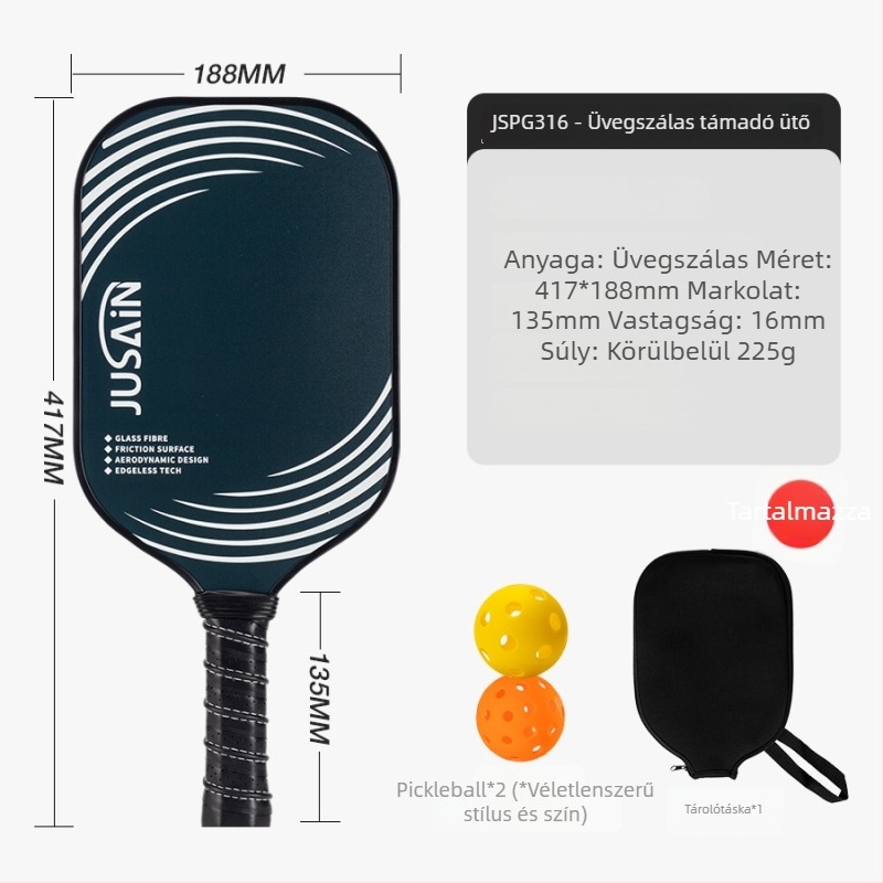 Üvegszálas pickleball ütő, PP méhsejt maggal, edzésre, egy ütő készlet