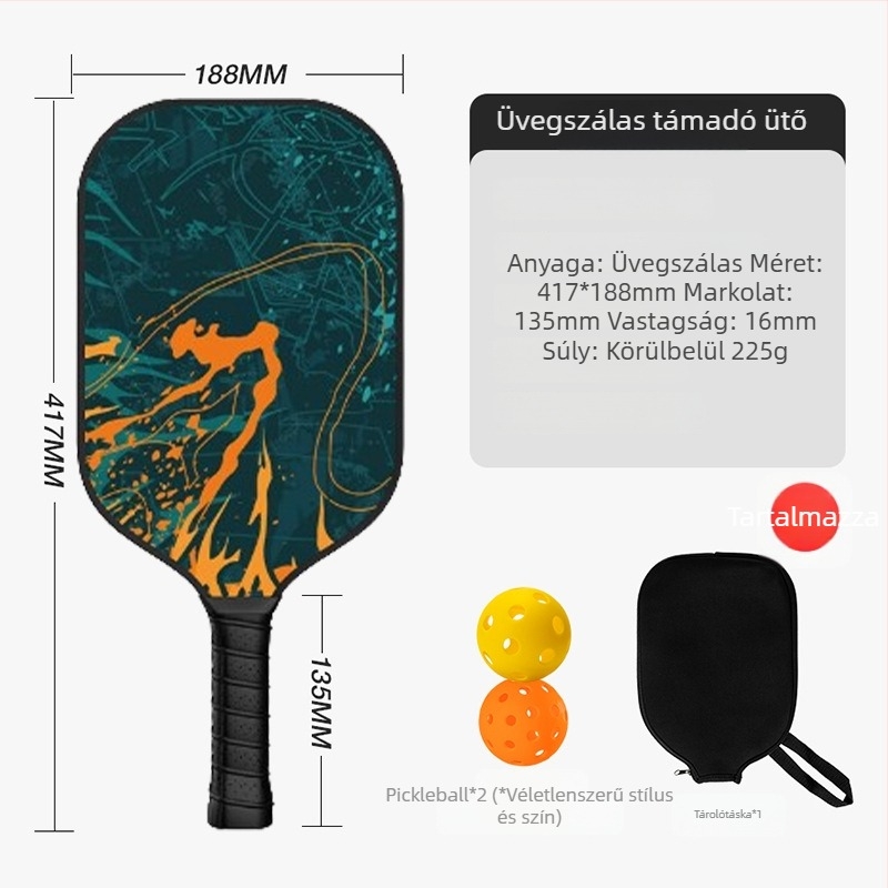 Üvegszálas pickleball ütő, PP méhsejt maggal, edzésre, egy ütő készlet