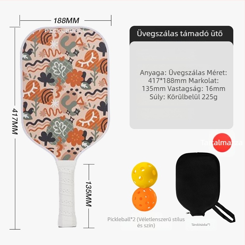 Üvegszálas pickleball ütő, PP méhsejt maggal, edzésre, egy ütő készlet