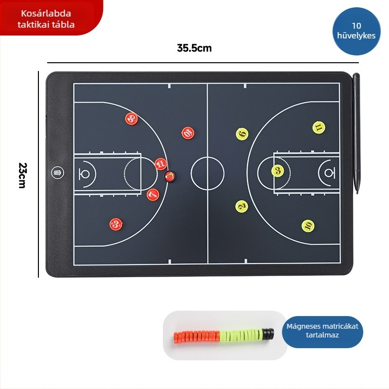 Futball taktikai tábla – mágneses elektromos edzőtábla, Qita anyag, 20 darabos készlet, táblázat eredmények/cserék/taktika