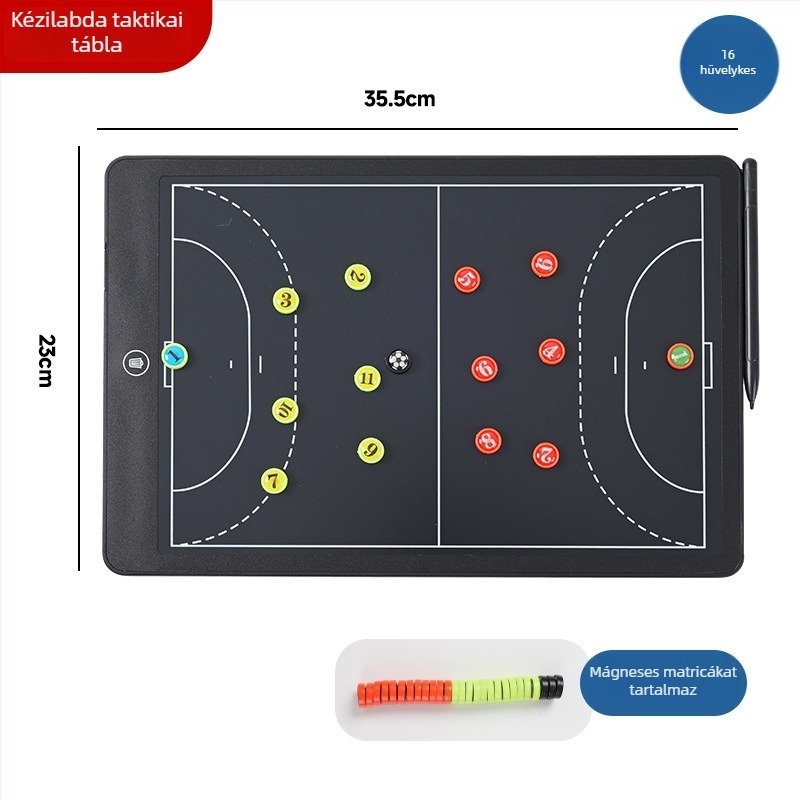 Futball taktikai tábla – mágneses elektromos edzőtábla, Qita anyag, 20 darabos készlet, táblázat eredmények/cserék/taktika