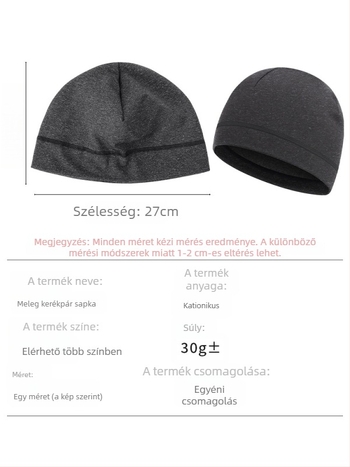 Kerékpáros sisak belső sapka, szélvédett és meleg fleece, kationikus anyag, uniszex