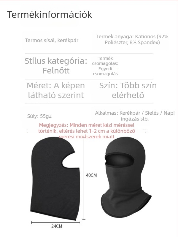 Teljes arcú kerékpáros maszk őszi-téli időszakra, egyben kapucni és nyakvédő, poliészter anyag, felnőtteknek, sportos stílus, testreszabás elérhető, Makino fox