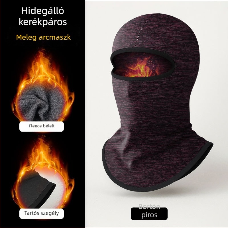 Teljes arcú kerékpáros maszk őszi-téli időszakra, egyben kapucni és nyakvédő, poliészter anyag, felnőtteknek, sportos stílus, testreszabás elérhető, Makino fox