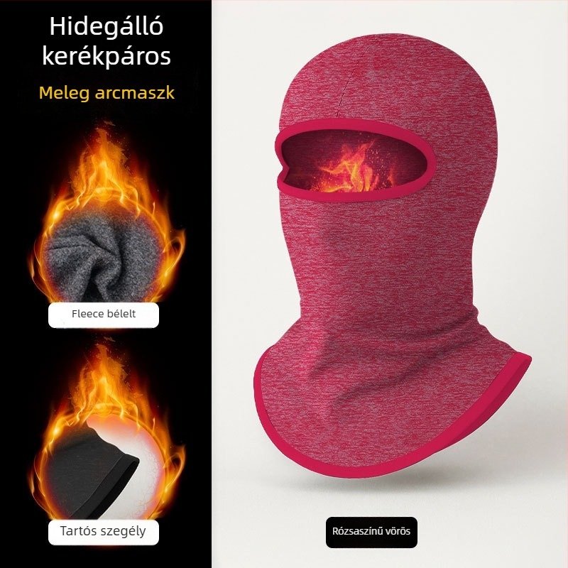 Teljes arcú kerékpáros maszk őszi-téli időszakra, egyben kapucni és nyakvédő, poliészter anyag, felnőtteknek, sportos stílus, testreszabás elérhető, Makino fox