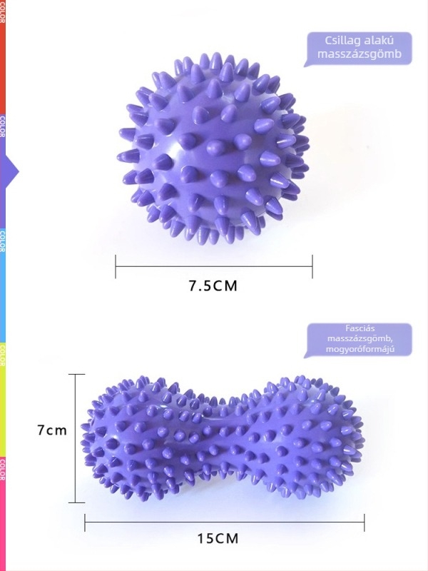 PVC tüskés masszázsgolyó jóga és akupunktúra masszázshoz, nem felfújható, súly 70–130 g, testreszabható feldolgozás, alkalmas edzéshez és egészségügyi masszázshoz