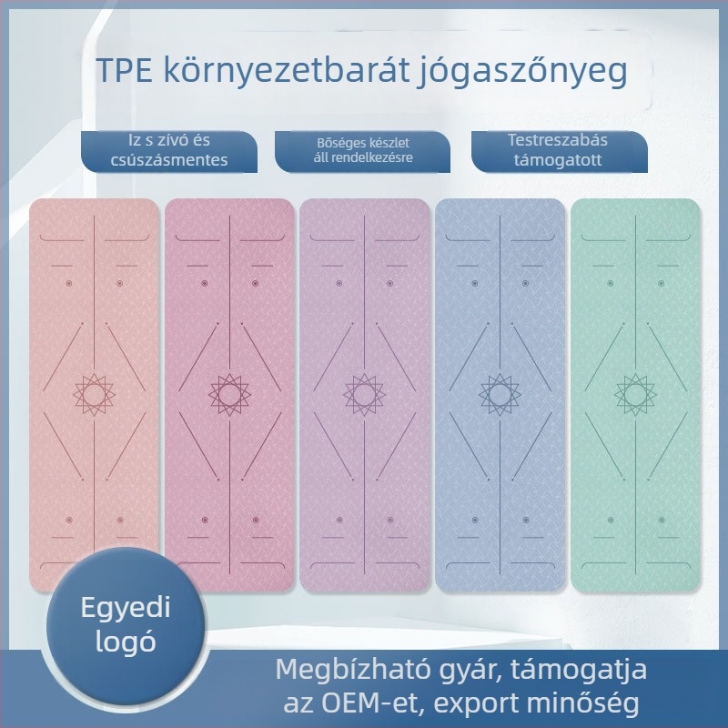 Egyedi csúszásmentes, csendes, ütéscsillapító TPE jóga matrac kezdőknek, extra vastag és széles, 183 × 61 cm