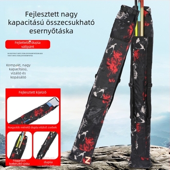 Válltáska horgászbothoz és esernyőhöz, PVC anyag, összecsukható és hordozható