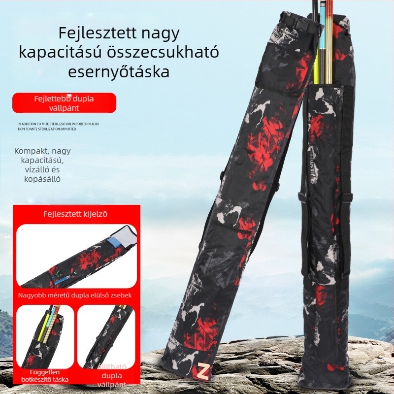 Válltáska horgászbothoz és esernyőhöz, PVC anyag, összecsukható és hordozható