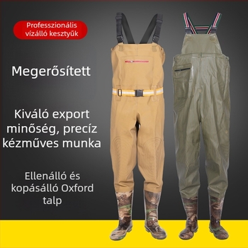 Uniszex vízálló horgász overall eső nadrággal és vízi cipőkkel — kopásálló, antistatikus, sav-bázis ellenálló, PVC szövet