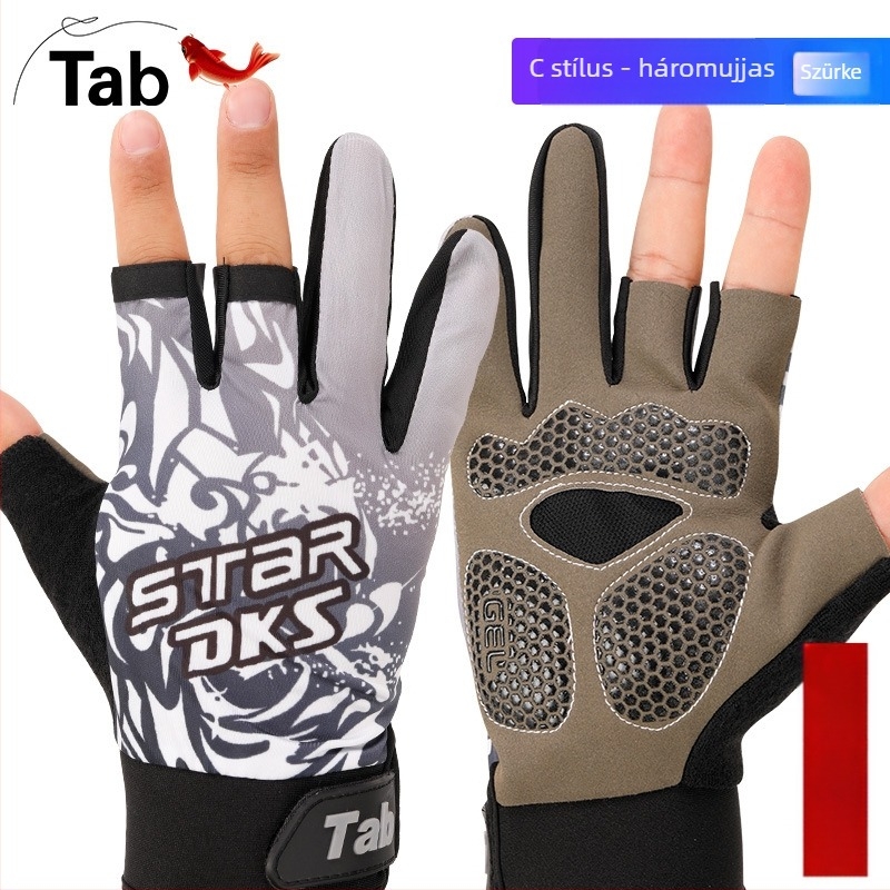 Tab horgász kesztyű műcsalis horgászathoz, vízálló, lélegző, UV-védelem, ötujjú kialakítás