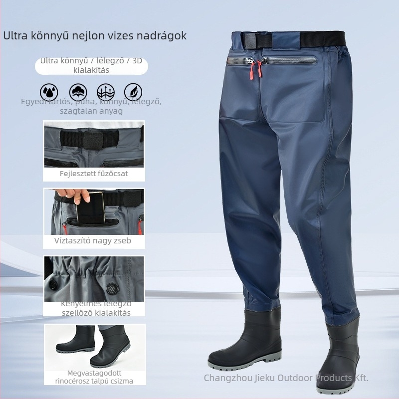 Horgászvízálló derékig érő waders készlet – könnyű, UV védelem, szélálló, kopásálló, nedvesség-elvezető anyag, kémiai rostok férfiak számára