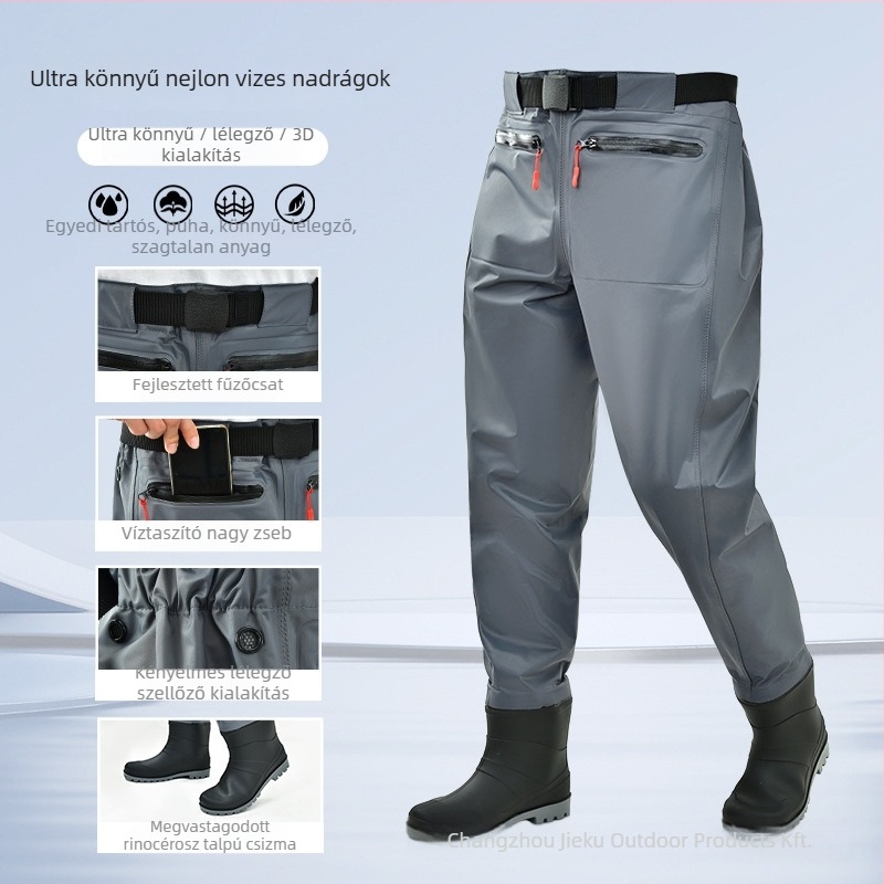 Horgászvízálló derékig érő waders készlet – könnyű, UV védelem, szélálló, kopásálló, nedvesség-elvezető anyag, kémiai rostok férfiak számára