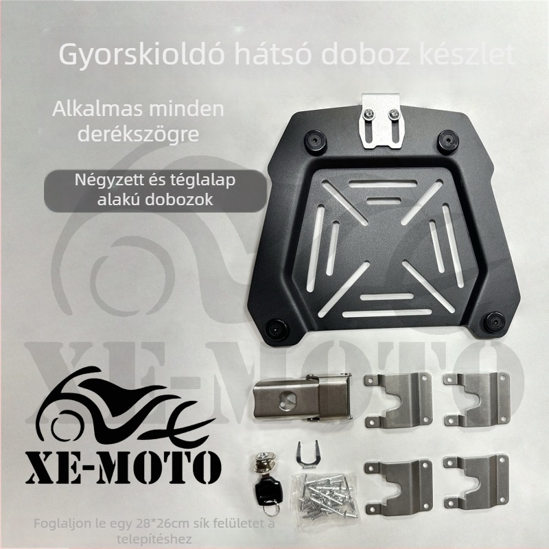 Univerzális gyorskioldós motorkerékpár hátsó csomagtartó telepítő készlet vas dobozok, halas dobozok, szerszámtartó dobozok és poggyász számára