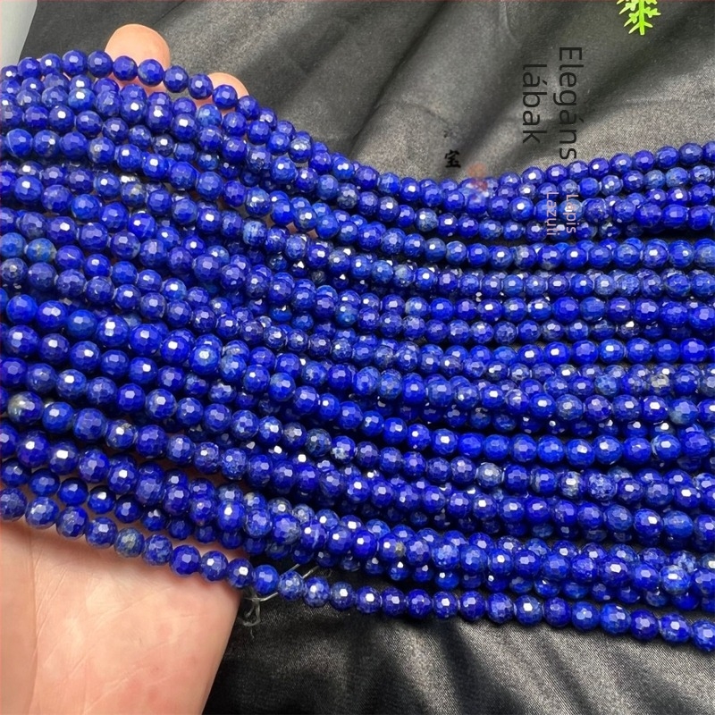 Lapis lazuli gyöngyök, 128-arcú focilabda-facetált, kerek, félkész DIY gyöngyök