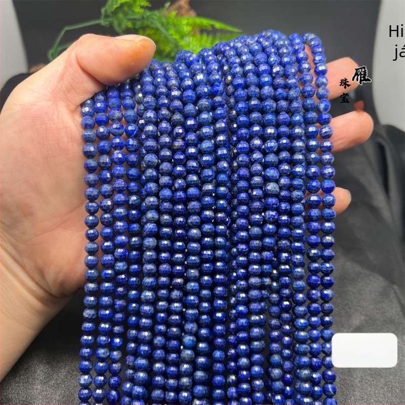 Lapis lazuli gyöngyök, 128-arcú focilabda-facetált, kerek, félkész DIY gyöngyök