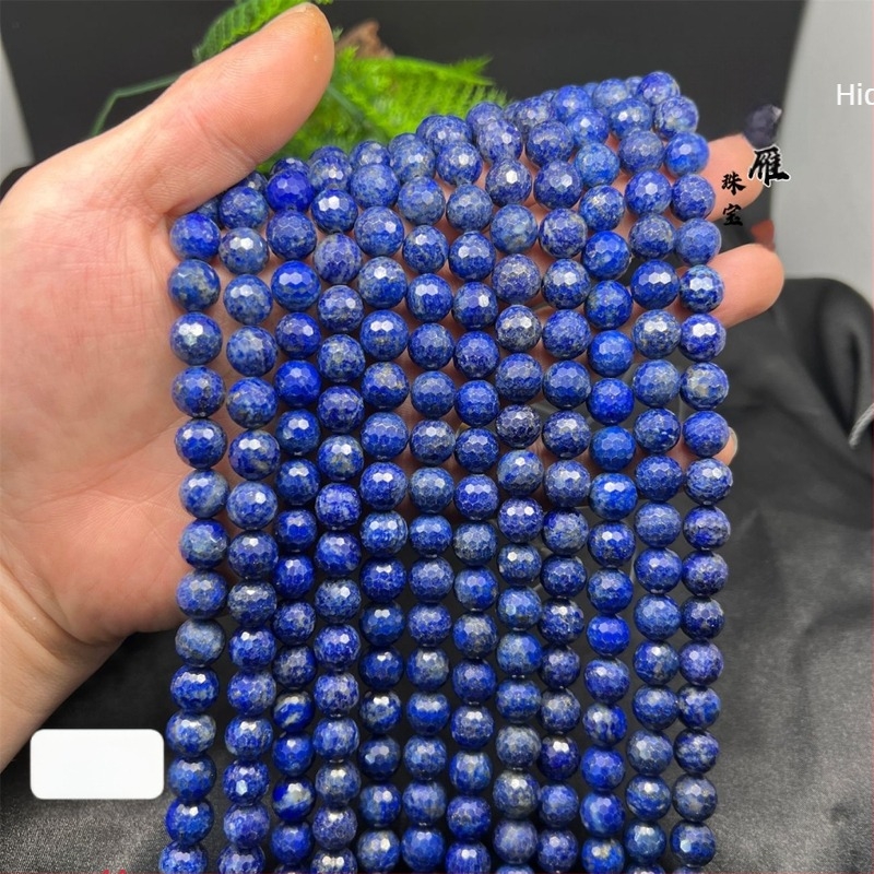 Lapis lazuli gyöngyök, 128-arcú focilabda-facetált, kerek, félkész DIY gyöngyök