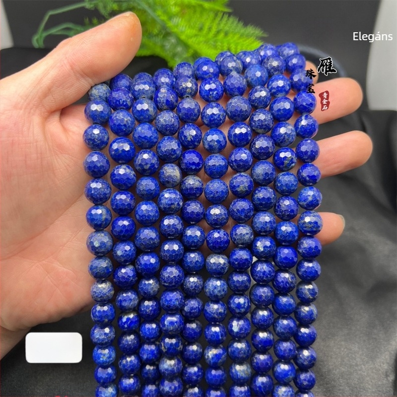Lapis lazuli gyöngyök, 128-arcú focilabda-facetált, kerek, félkész DIY gyöngyök